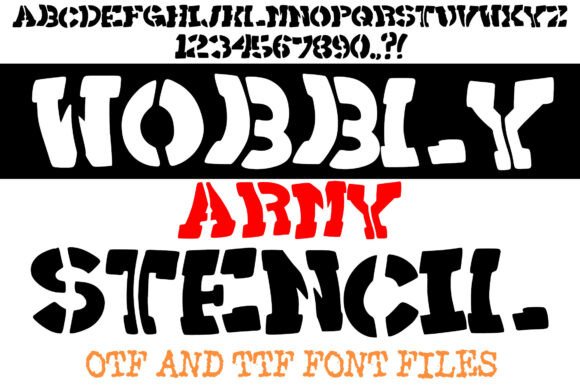 Wobbly Army Stencil: Bold Typography with Character
